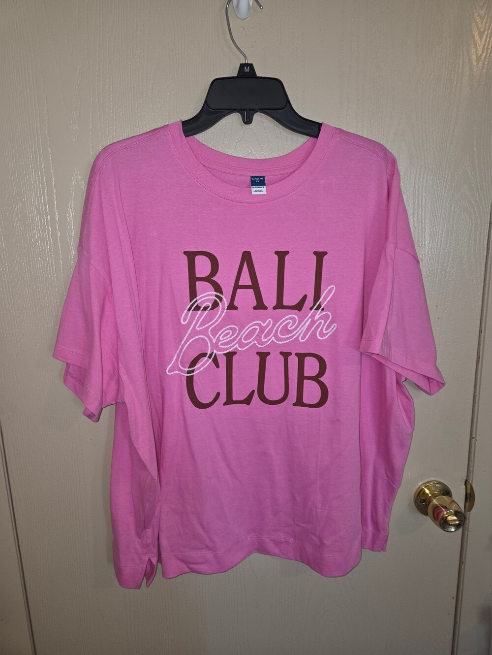 Old Navy Pink Vintage Tee Embroidered Bali Beach Club NWT Womens Size 2XL